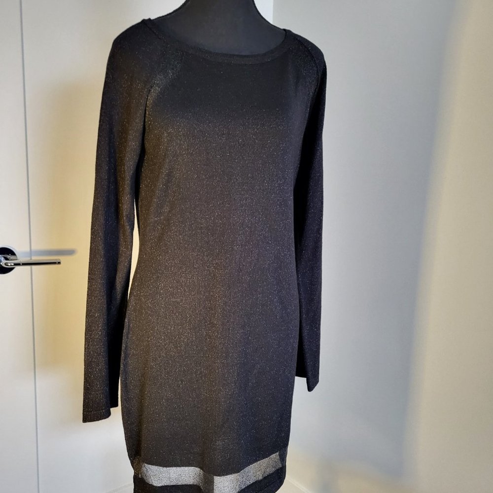 Holiday sweater tunic black with gold shimmer